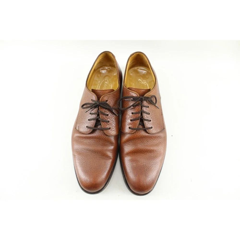VTG Zenith by Divarese Brown‎ Pebbled Leather Oxford Dress Shoes Men Size 43